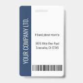 Badge Identifiant bleu de l'employé certifié par l'entre (Arrière)