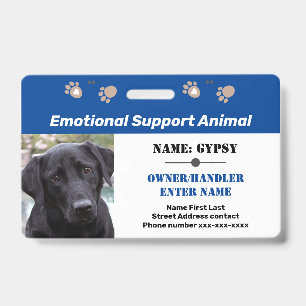 Badge Identifiant d'animal de soutien émotionnel avec un