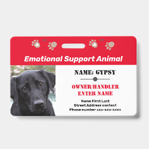 Badge Identifiant d'animal de soutien émotionnel avec un