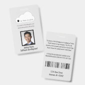 Badge Identifiant de l'employé Gris clair et noir vertic (Avant & arrière)