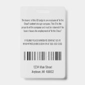 Badge Identifiant de l'employé Gris clair et noir vertic (Arrière)