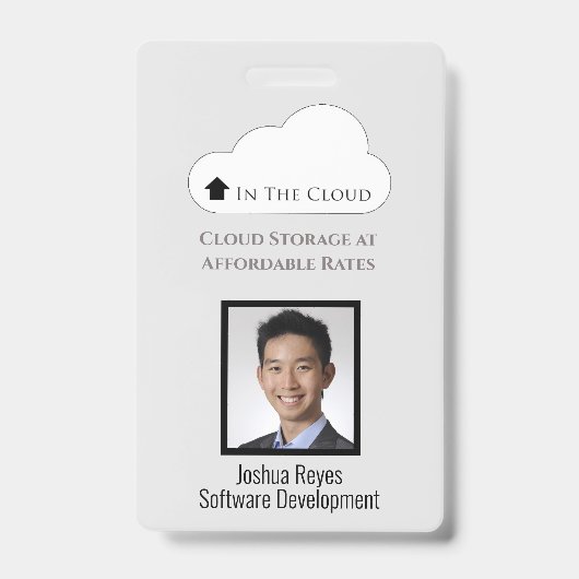 Badge Identifiant de l'employé Gris clair et noir vertic (Avant)