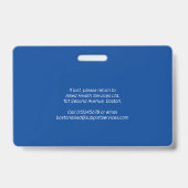 Badge Identifiant de l'employé ID code-barres photo bleu (Arrière)