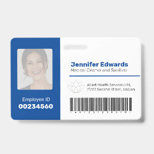Badge Identifiant de l'employé ID code-barres photo bleu