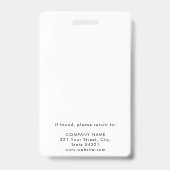 Badge Identifiant de l'employé - Photo de l'entreprise (Dos)