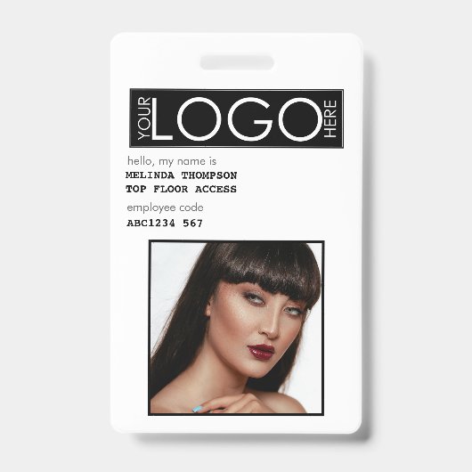 Badge Identifiant de l'employé - Photo de l'entreprise (Face)