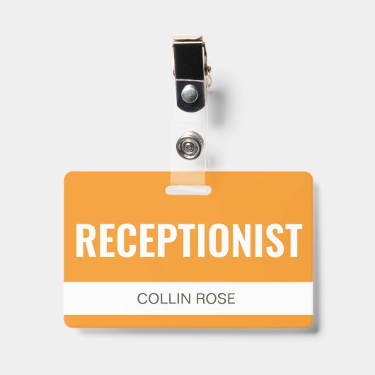 Badge Identifiant de l'employé réceptionniste de l'hôtel (Avant avec clip)
