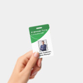 Badge Identifiant de l'employé Tourbillons verts moderne (Manuel / portable)