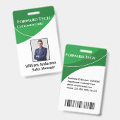 Badge Identifiant de l'employé Tourbillons verts moderne (Avant & arrière)