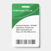 Badge Identifiant de l'employé Tourbillons verts moderne (Arrière)