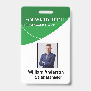 Badge Identifiant de l'employé Tourbillons Verts Moderne