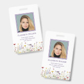 Badge Identifiant de l'enseignant Wildflower (Avant & arrière)