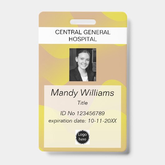 Badge Identifiant de l'entreprise Logo de l'employé Nom (Avant)