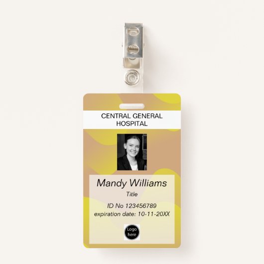 Badge Identifiant de l'entreprise Logo de l'employé Nom  (Devant avec clip)