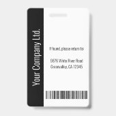 Badge Identifiant de sécurité de l'employé d'entreprise (Arrière)