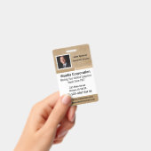 Badge Identifiant d'employé Beige et blanc vertical (Manuel / portable)