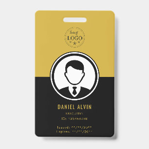 Badge Identifiant d'employé élégant en or noir et métall