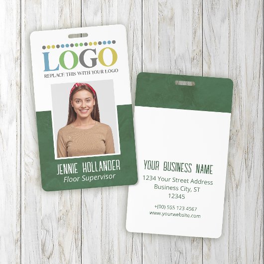 Badge Identifiant d'employé Logo Professionnel Vert Gran