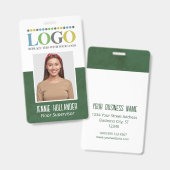 Badge Identifiant d'employé Logo Professionnel Vert Gran (Avant & arrière)