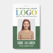Badge Identifiant d'employé Logo Professionnel Vert Gran (Avant)