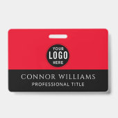Badge Identifiant d'employé Logo Rouge Noir (Arrière)