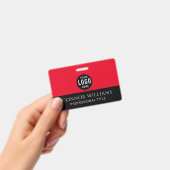 Badge Identifiant d'employé Logo Rouge Noir (Manuel / portable)