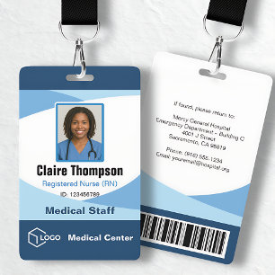 Badge Identifiant du personnel médical professionnel Blu