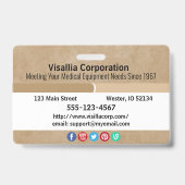 Badge Identifiant employé Beige et blanc horizontal (Arrière)