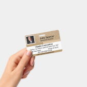 Badge Identifiant employé Beige et blanc horizontal (Manuel / portable)