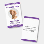 Badge Identifiant photo de chien de service blanc pourpr (Recto et verso)