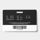 Badge Identifiant photo de l'employé du pompier personna (Arrière)
