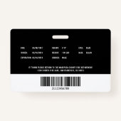 Badge Identifiant photo de l'employé du pompier personna (Dos)