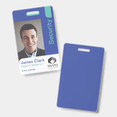 Badge Identifiant photo de sécurité bleu et Turquoise mo (Avant & arrière)