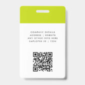 Badge Identifiant Vert Citron | Logo de nom de photo sty (Arrière)