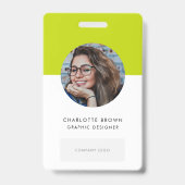 Badge Identifiant Vert Citron | Logo de nom de photo sty (Avant)