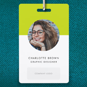 Badge Identifiant Vert Citron Logo de nom de photo sty
