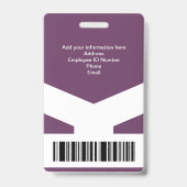 Badge Identification Commerciale Violet Élégant (Arrière)