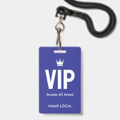 Badge Identification d'accès VIP Blue pour salons VIP (Avant avec lanière)