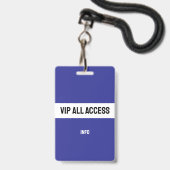 Badge Identification d'accès VIP Blue pour salons VIP (Arrière avec lanière)