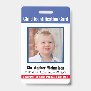 Badge Identification de l'enfant Allergie Médicale Urgen