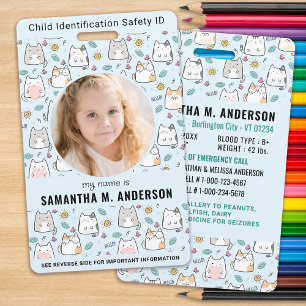 Badge Identification de l'enfant Chat Mignon Enfants Pho