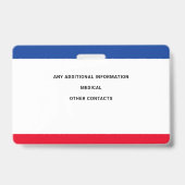 Badge Identification de l'enfant Identification d'urgenc (Arrière)