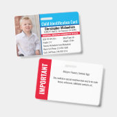 Badge Identification de l'enfant Photo d'urgence d'aller (Avant & arrière)