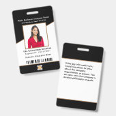 Badge Identification de l'ID logo du code barre de l'emp (Avant & arrière)