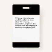 Badge Identification de l'ID logo du code barre de l'emp (Dos)