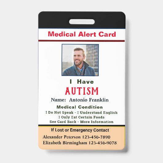 Badge Identification de l'ID personnalisé Nom photo enfa (Avant)