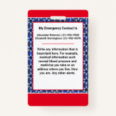 Badge Identification de l'ID photo d'alerte Médicale d'u (Dos)