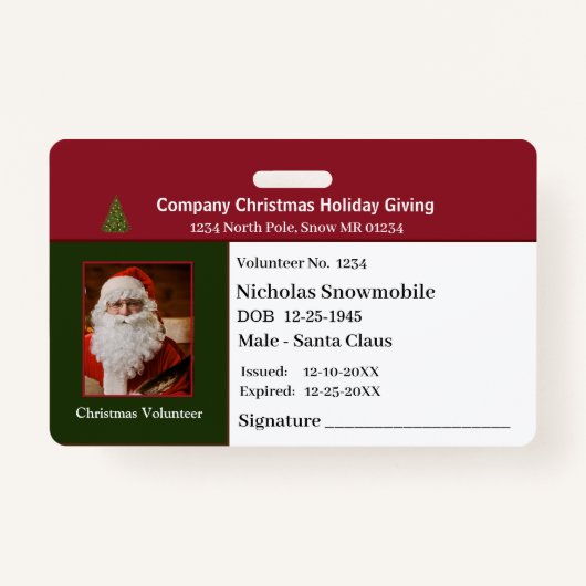 Badge Identification de l'ID photo de Noël de l'employé (Devant)