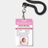 Badge Identification de l'identité de l'enfant Allergie  (Avant avec lanière)