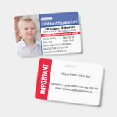 Badge Identification de l'identité de l'enfant Allergie  (Avant & arrière)